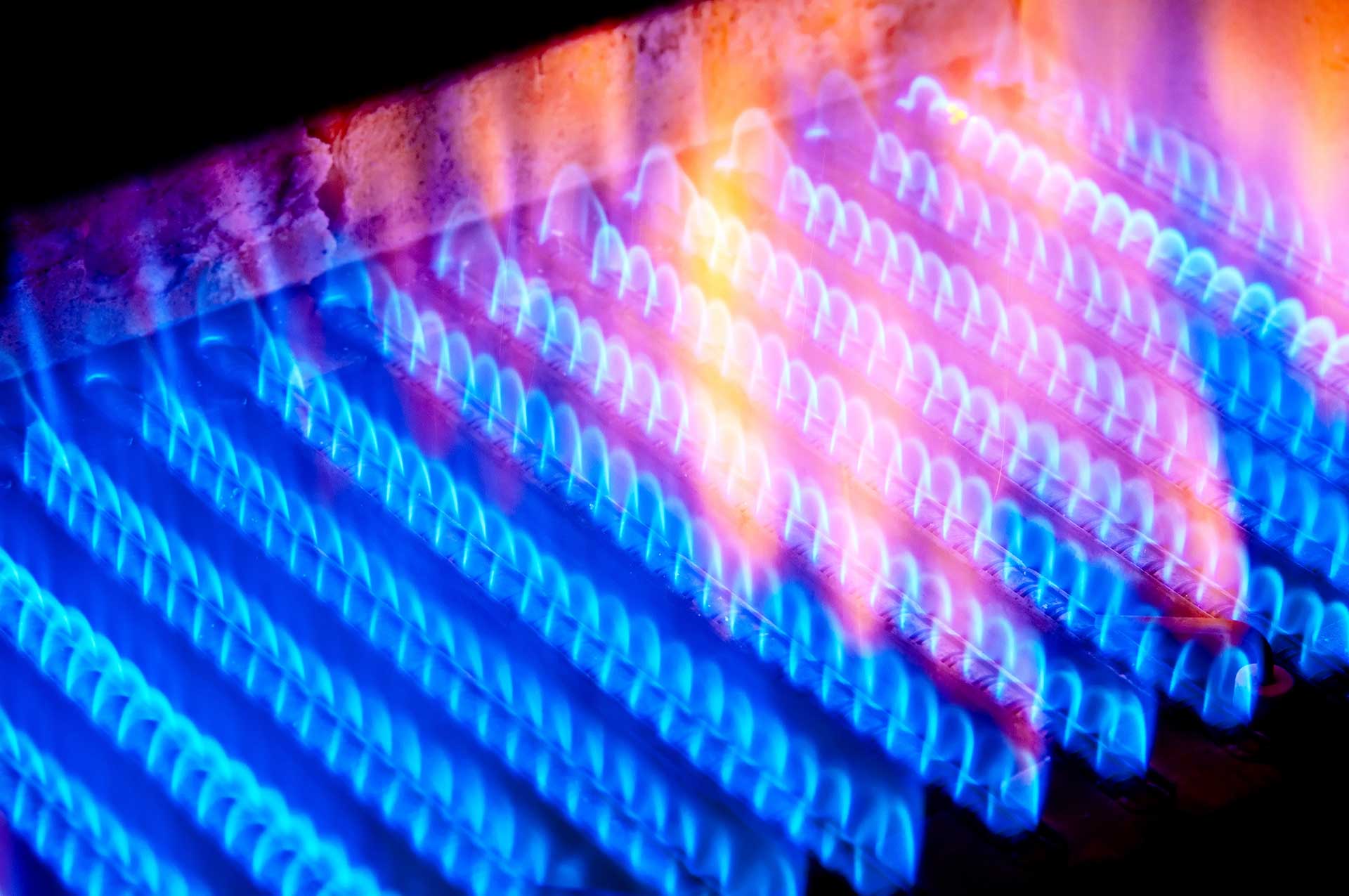 A close up of a gas water heater